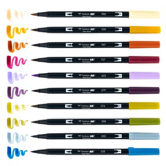 Tombow Dual Brush Pen Set, Muted, 10PK - John Neal Books