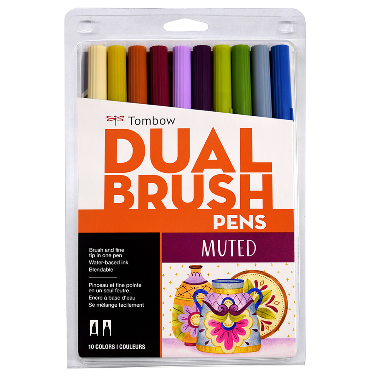 Tombow Dual Brush Pen Set, Muted, 10PK - John Neal Books