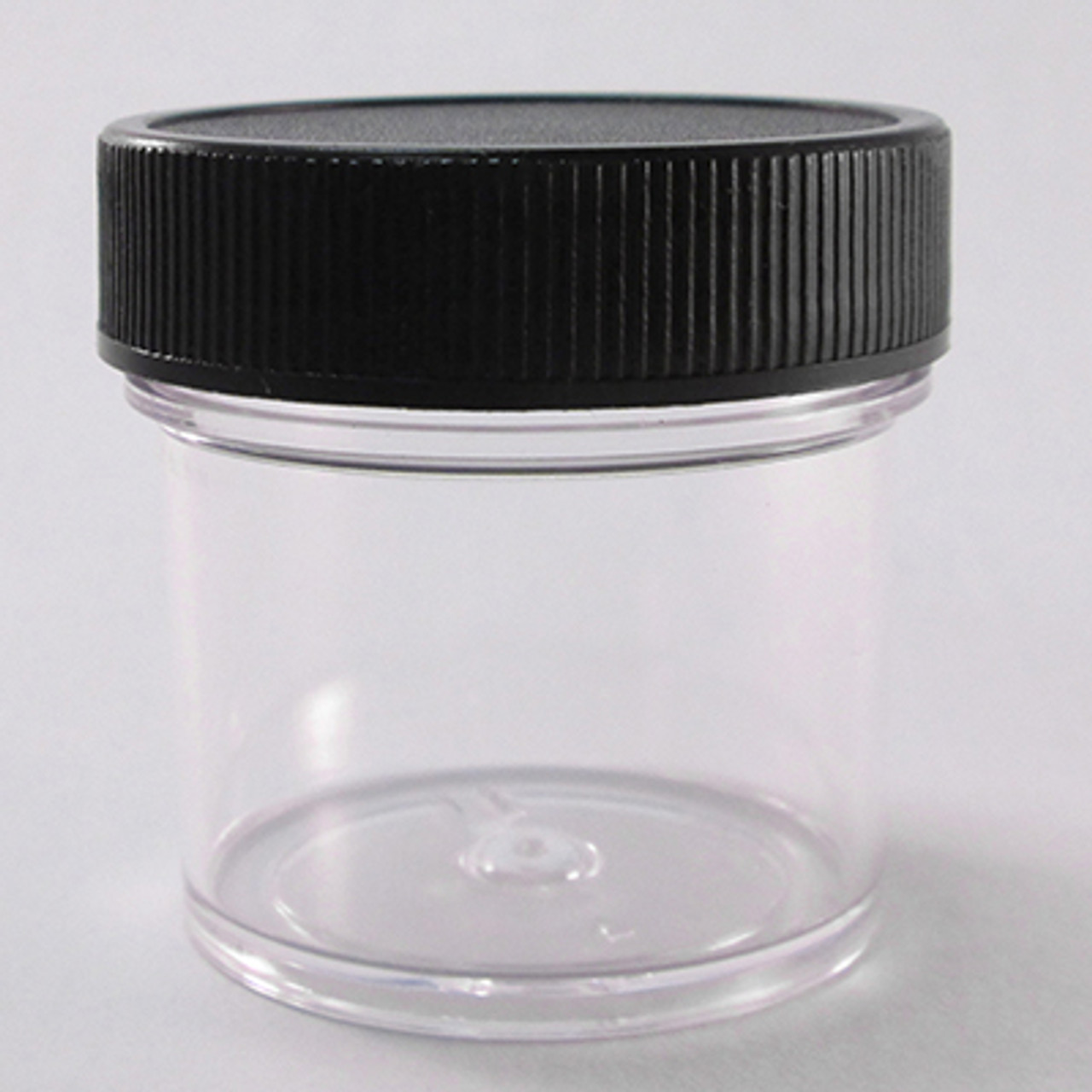 2oz Plastic Wide-Mouth Jars - Clear Plastic w/ Black Lids - 12 Count