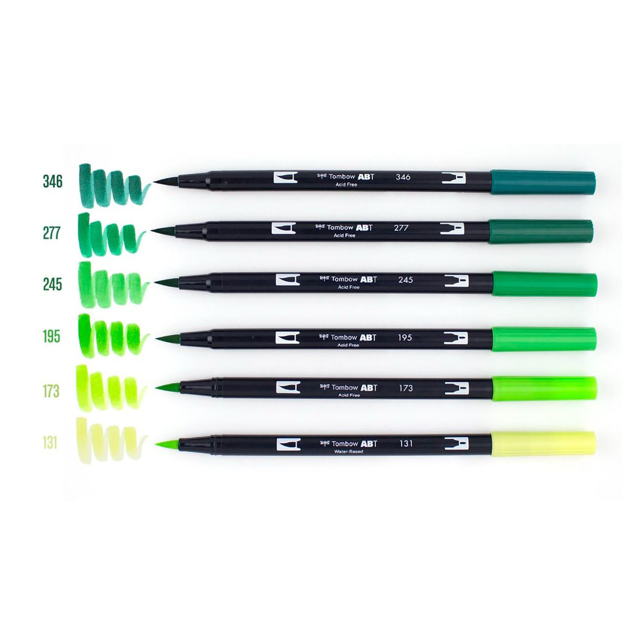 Tombow Dual Brush Pen Art Markers, Green Blendables, 6-Pack