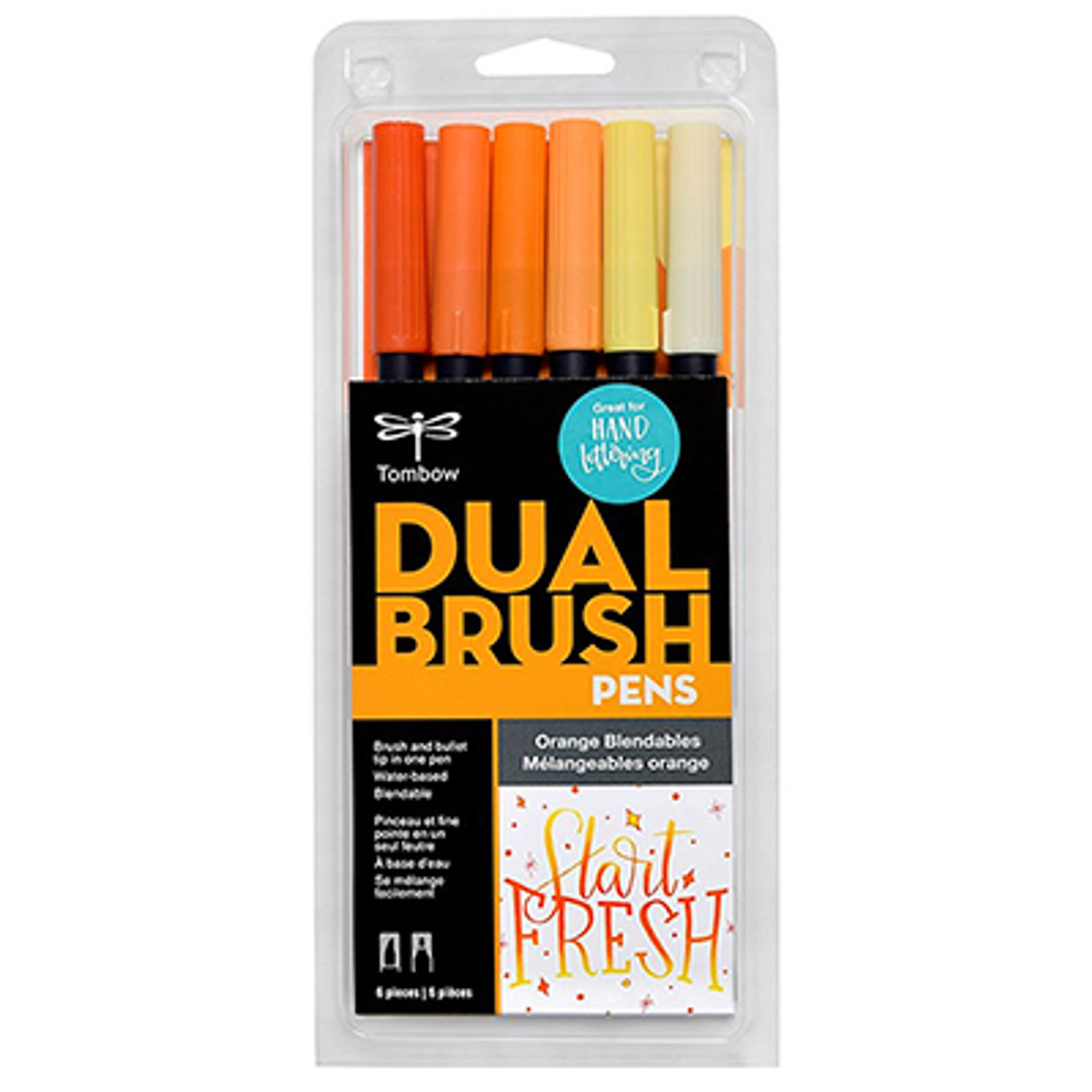 Tombow 56220 Dual Brush Pen Art Markers, Orange Blendables, 6-Pack