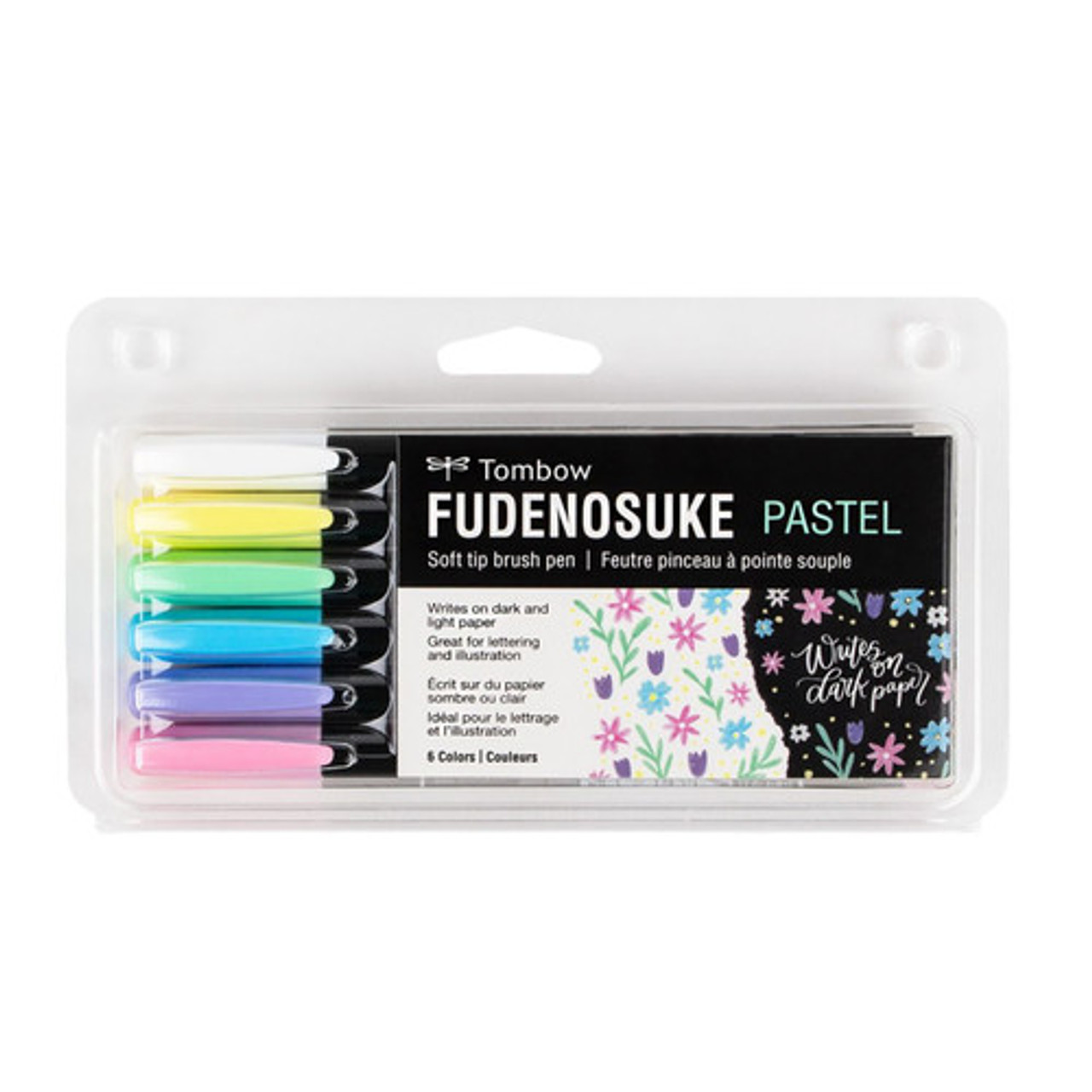 Tombow Fudenosuke Pastel Brush Pen, Set of 6