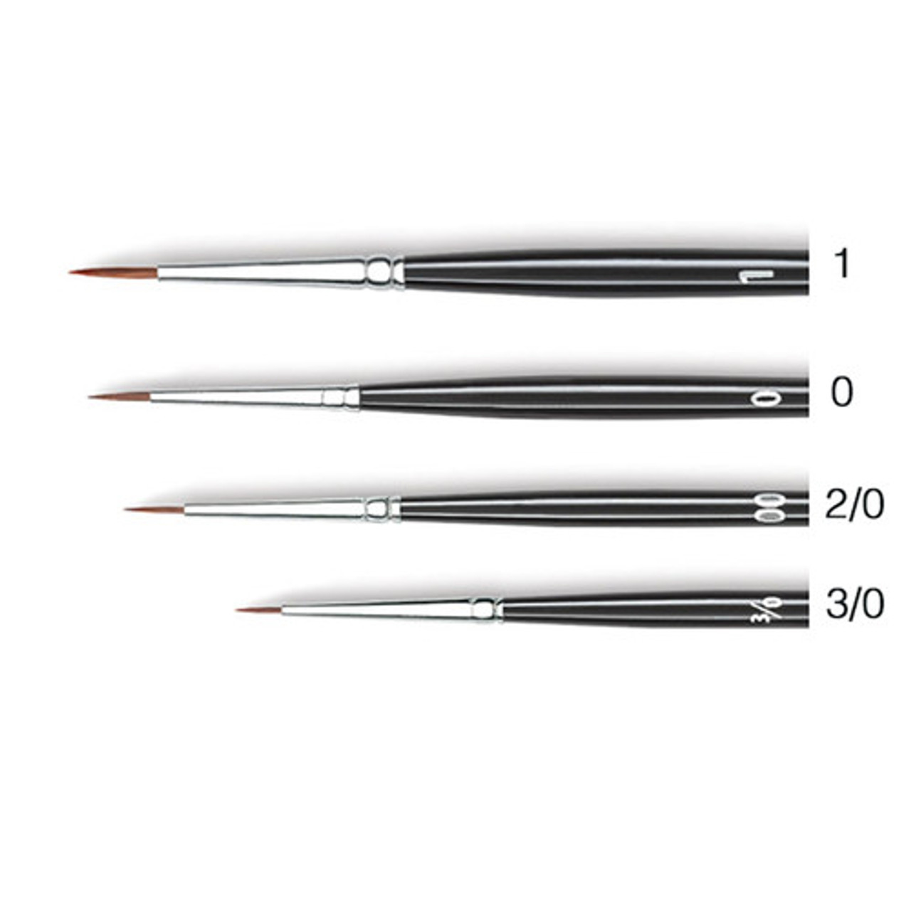 Series 7050 Short Handled Kolinsky Sable Brushes size 3/0, round (pack of  3) 