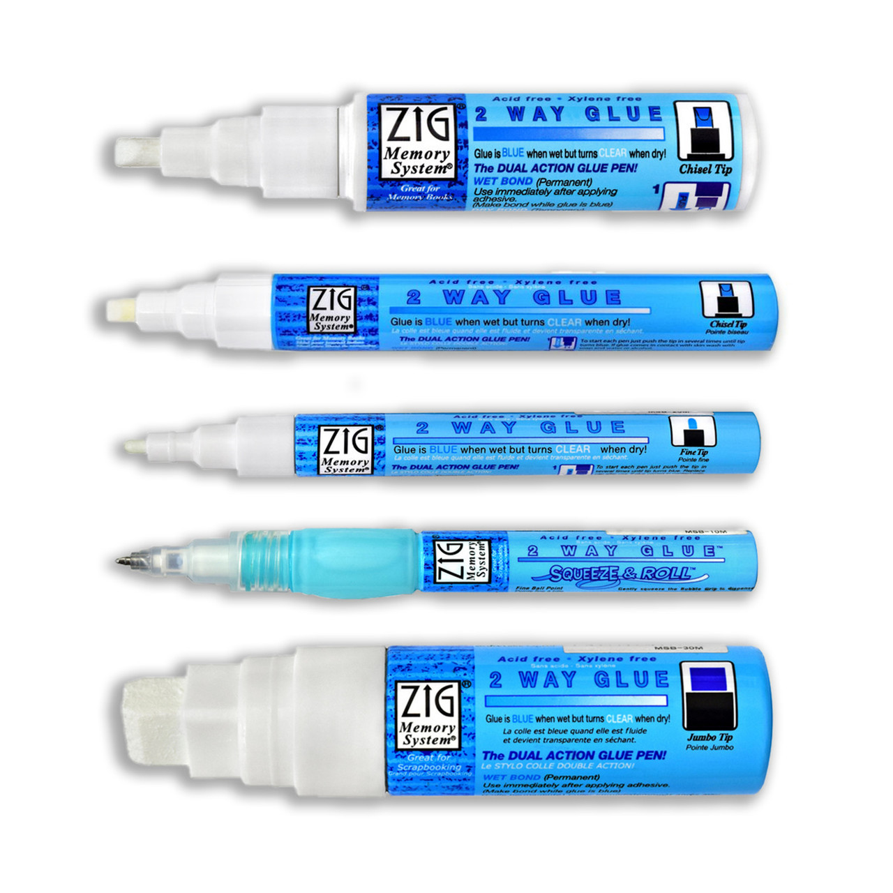 ZIG 2 Way Glue Pen Squeeze & Roll 7g Fine Ball Point for sale