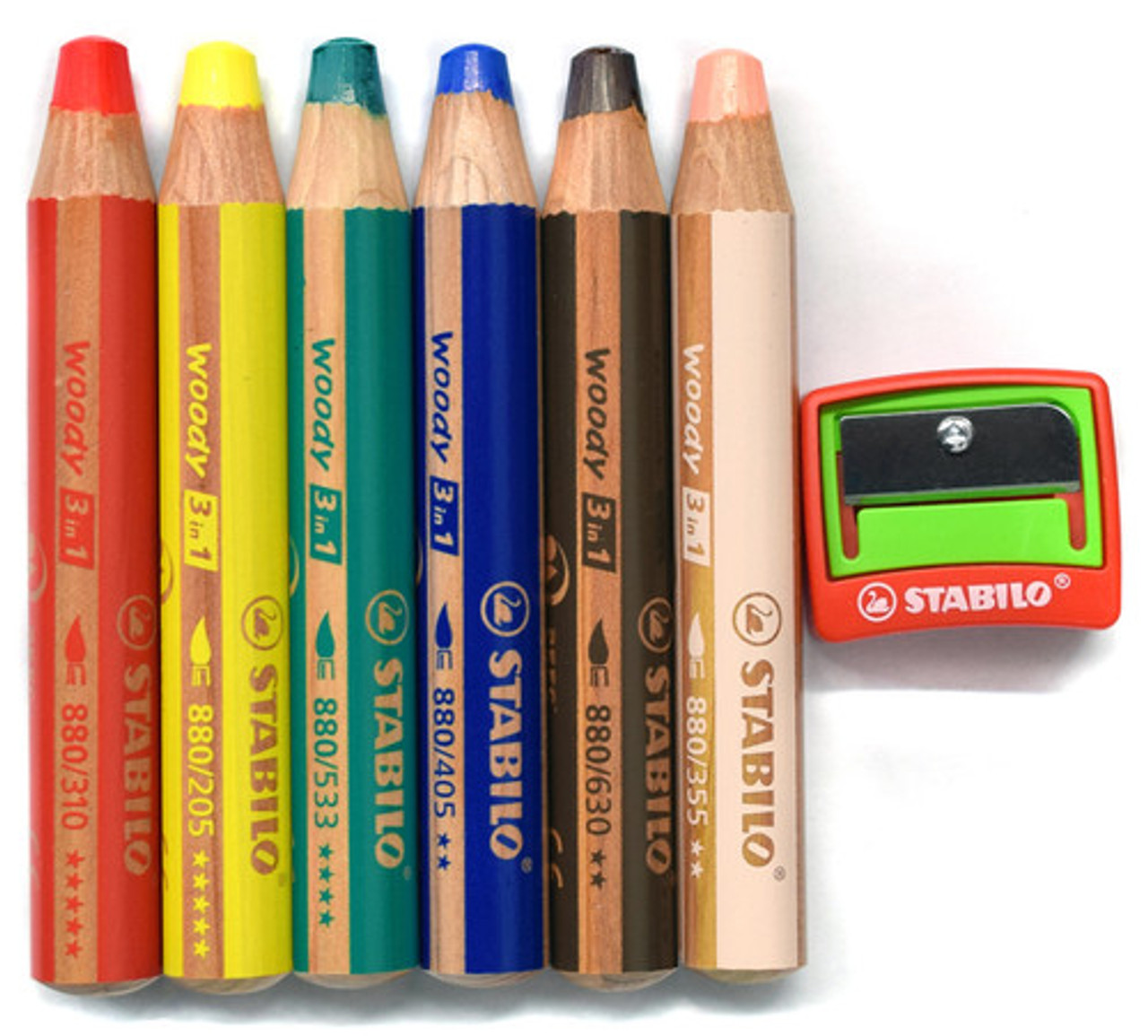 STABILO Woody 3 in 1, Set of 6 with Sharpener