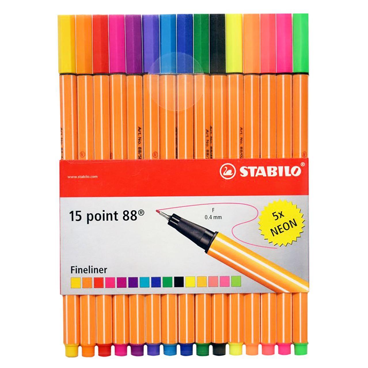Stabilo Point 88 Fineliner Pen Set - Assorted Colors, Twin Pack, Set of 20