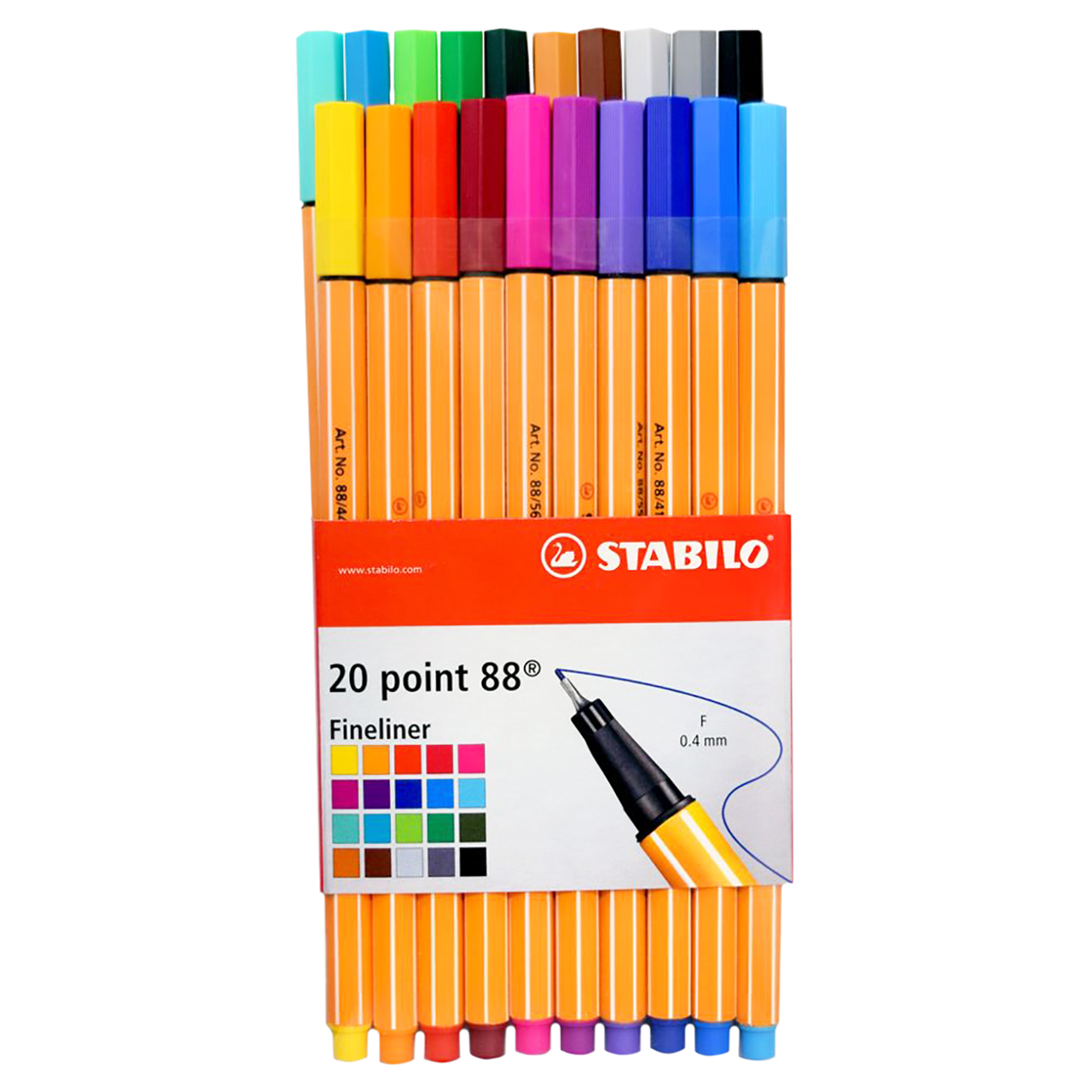 Stabilo Point 88 Fineliner Pen Set - Assorted Colors, Twin Pack, Set of 20