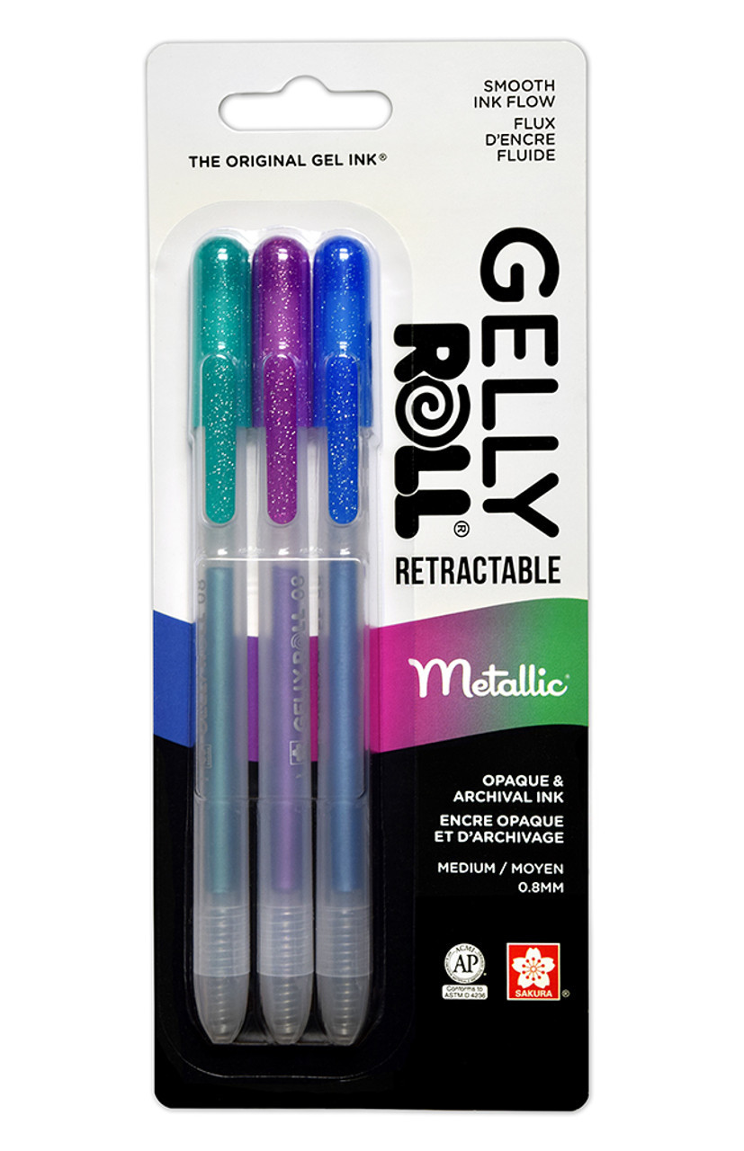 Gelly Roll Retractable Gel Pens- Pack of 3- Metallic