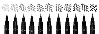 Uni Pin Fineliners, Black Set of 12