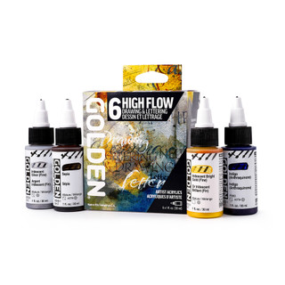 Golden High Flow Acrylic, Set  of 6 for Drawing & Lettering