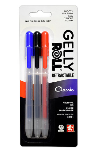 Gelly Roll Retractable Gel Pens- Pack of 3- Classic