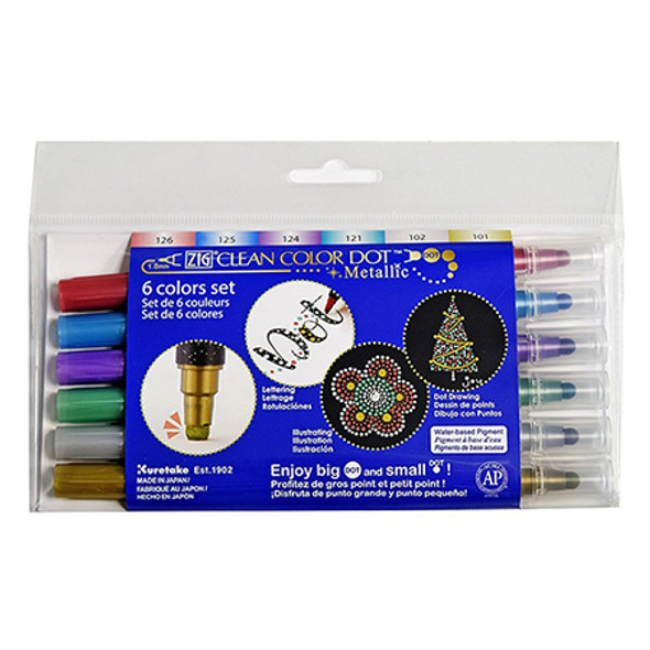 Zig Clean Color DOT Metallic Marker Set of 6