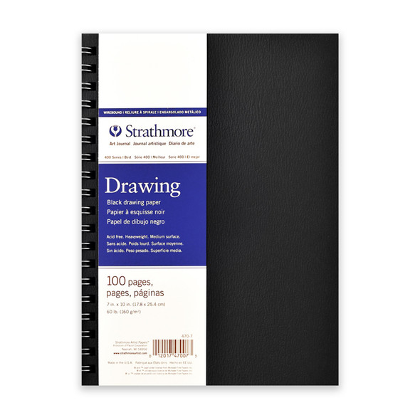 Strathmore 400 Series ArtAgain Paper, Coal Black Wire-bound Art Journal