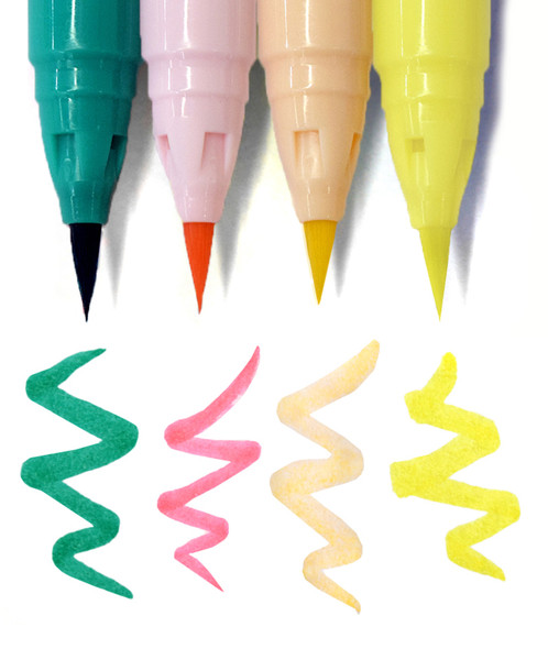 Kuretake Clean Color Real Brush Pen Set - Pastel Colors - John Neal Books