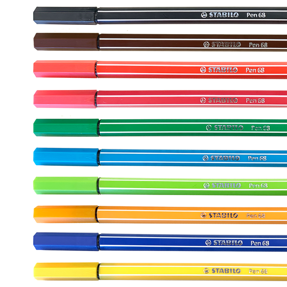 STABILO Pen 68 Brush Premium Felt Tip Pen - 1-3mm - Assorted