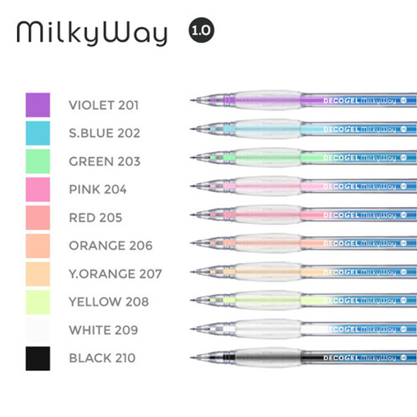 karin Deco Gel 1.0, Set of 10 Milky Way Fluorescent Gel Pens
