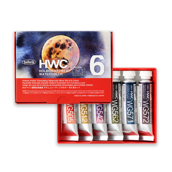 Holbein Artists' Watercolor 5ml, Granulating Moon Set of 6