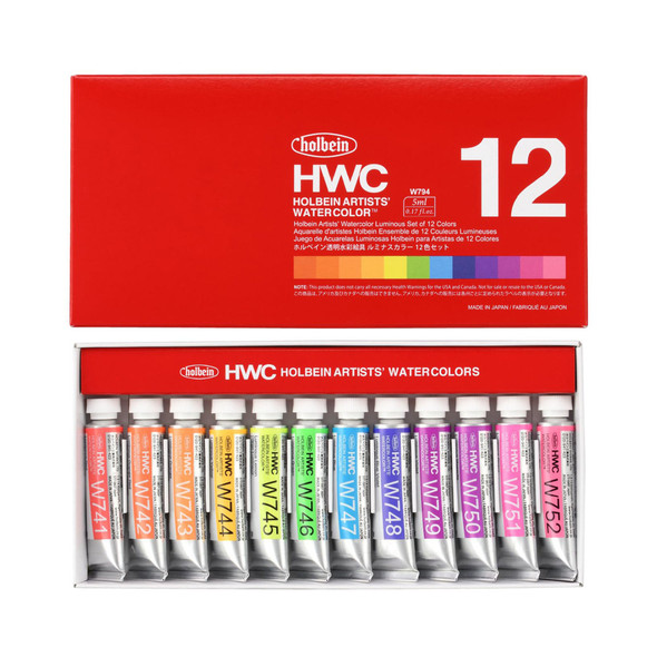 Holbein Artists' Watercolor 5ml, Luminous Set of 12