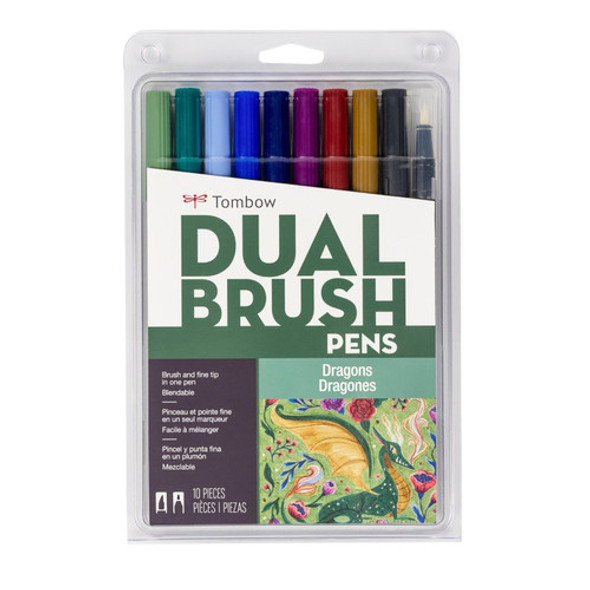 Tombow Dual Brush Pen Set of 10, Dragons