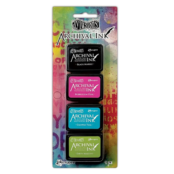 Ranger Mini Dylusions Archival Ink Pad 4-color Set #1 for rubber stamp paper crafts and mixed media artwork