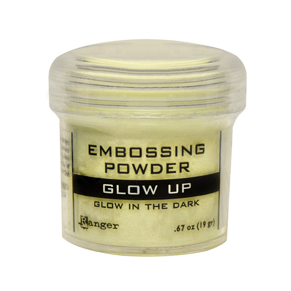 Ranger Glow Up glow in the dark Embossing Powder for special effects in cardmaking, arts and crafts