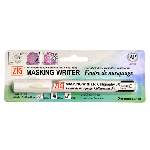 Zig Masking Writer fluid pen for watercolor art and lettering, 3mm Calligraphy tip