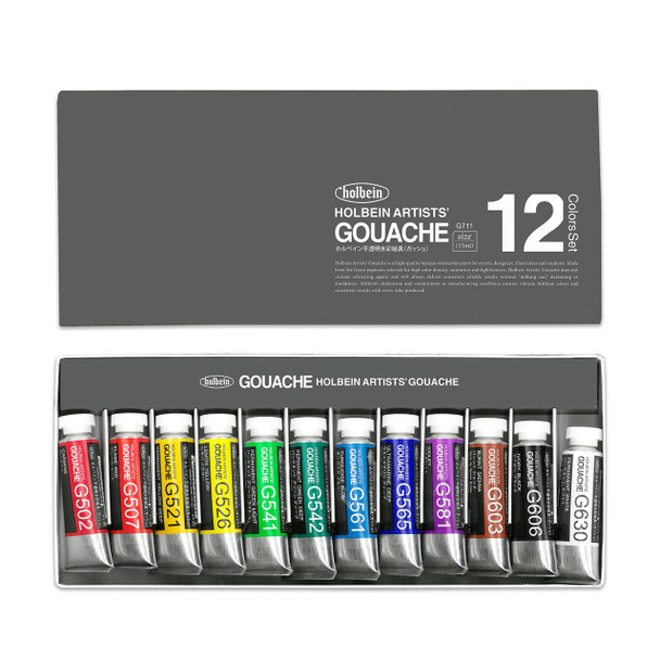 Holbein Set of 12 Gouache, 15ml tubes