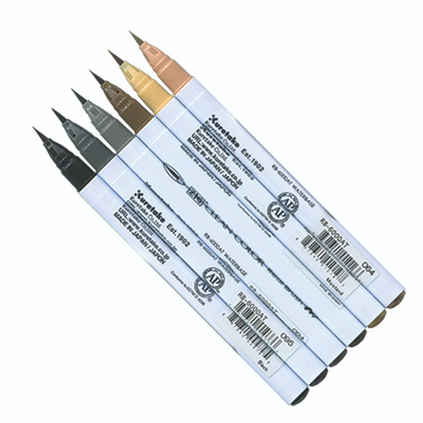 Kuretake Clean Color Real Brush Pen Set - Neutral Colors