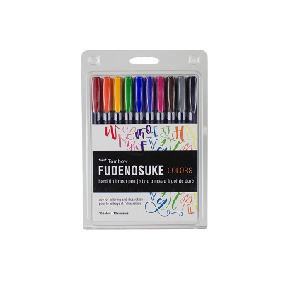 Tombow Fudenosuke Set Penne Brush Per Calligrafia – Punta Morbida E Dura – Inchiostro Nero – 2 Pezzi