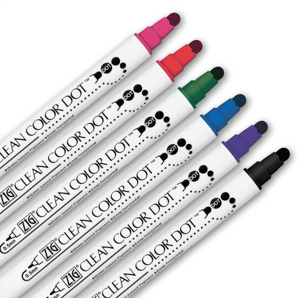 Zig Clean Color DOT Marker Set of 6, Primary Colors