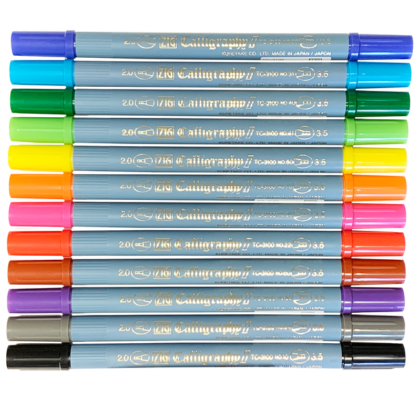 Zig Calligraphy II Dye Marker, Set of 12