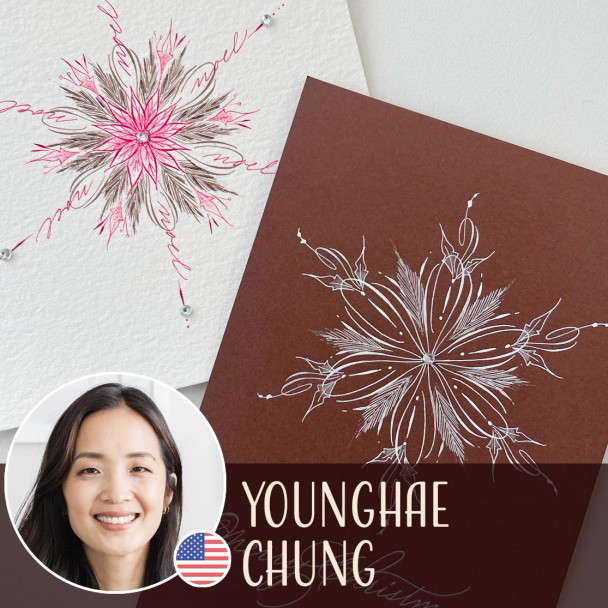 Lettering for Holiday Projects - Younghae Chung - Pointed Pen Snowflakes