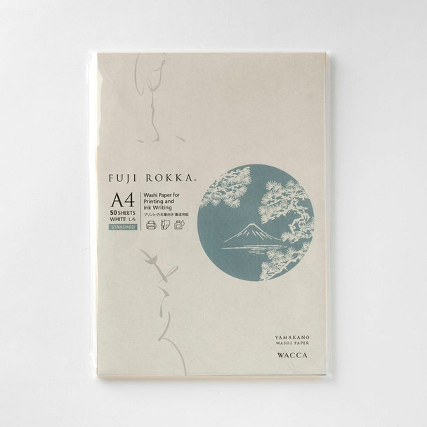 Fuji Rokka A4 Japanese Style Washi Paper, White, 50 Sheets.