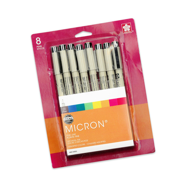 Sakura Pigma Micron 01 / .25 mm - Set of 8 Colors Sakura Pigma Micron 01 / .25 mm - Set of 8 Colors