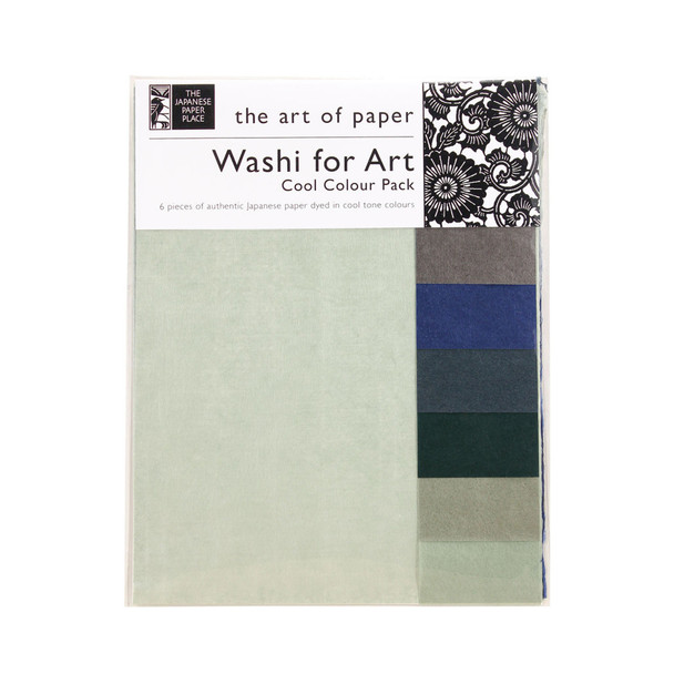 The Japanese Paper Place Japanese Washi for Art Paper Assortment, Cool Colors