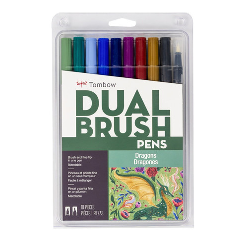 Tombow Dual Brush Pen Set of 10, Dragons