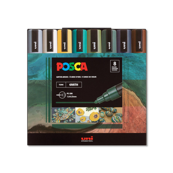 uni Posca Posca Paint Marker Set, PC-5M 8-Color Earth Tones