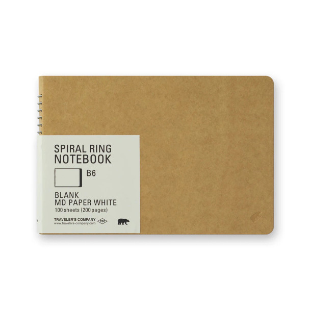 TRC Spiral Ring Notebook - B6 Landscape - Blank MD Paper White