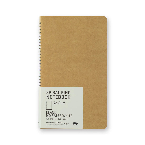 TRC Spiral Ring Notebook - A5 Slim - Blank MD Paper White