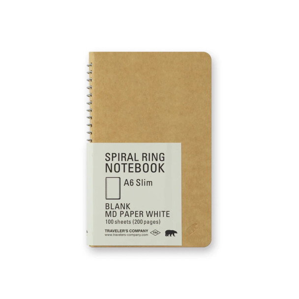 TRC Spiral Ring Notebook - A6 Slim - Blank MD Paper White