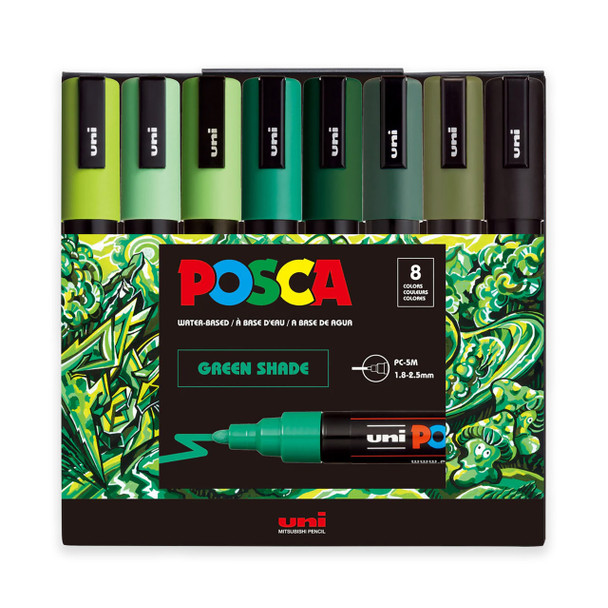 uni Posca Posca Paint Marker Set, PC-5M 8-Color Green Shades