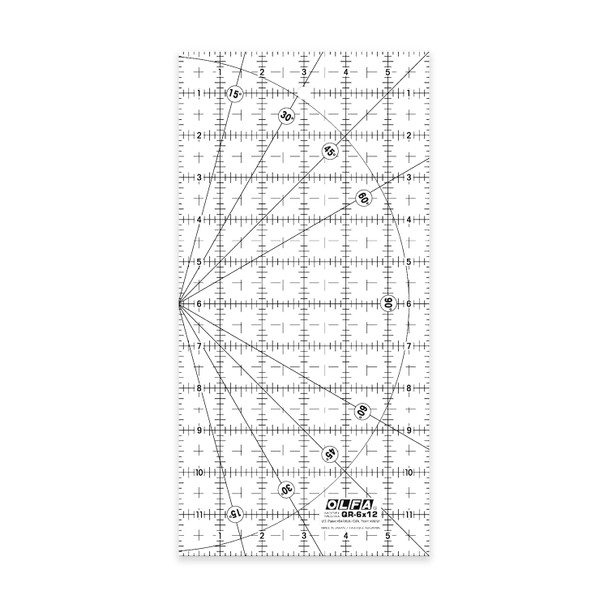 OLFA Frosted Acrylic Ruler, 6" x 12" QR-6x12