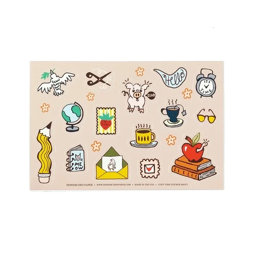 Peppercorn Paper 6x4 Sticker Sheet, Cozy Time