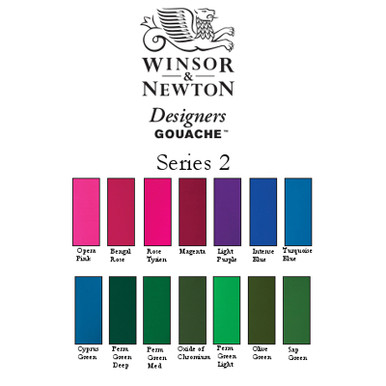 Winsor and Newton Artists Designer Gouache Colour Chart