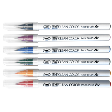 Zig Clean Color DOT Single-Ended Marker Set of 6, Mild Colors