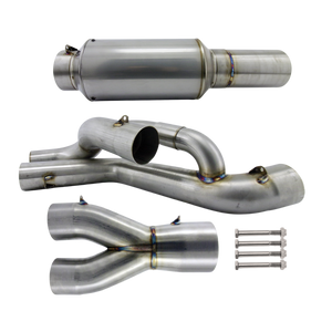 3" SS inlet / Outlet Balanced Y-Pipe System for Asphalt Pro Late Model, Ford, 4" Light Weight Stainless Muffler Included 3" SS inlet / Outlet Balanced Y-Pipe System for Asphalt Pro Late Model, Ford, 4" Light Weight Stainless Muffler Included