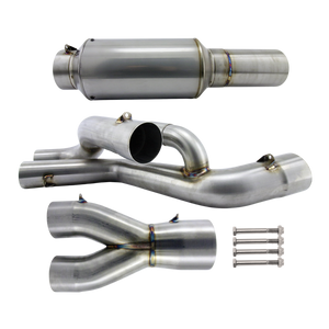 3" SS inlet / Outlet Balanced Y-Pipe System for Asphalt Pro Late Model, Chevy, 4" Light Weight Stainless Muffler Included 3" SS inlet / Outlet Balanced Y-Pipe System for Asphalt Pro Late Model, Chevy, 4" Light Weight Stainless Muffler Included