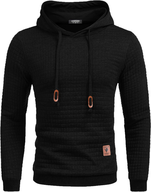 COOFANDY Mens Hooded Sweatshirt Casual Long Sleeve Drawstring Waffle Knit Pullover Hoodies