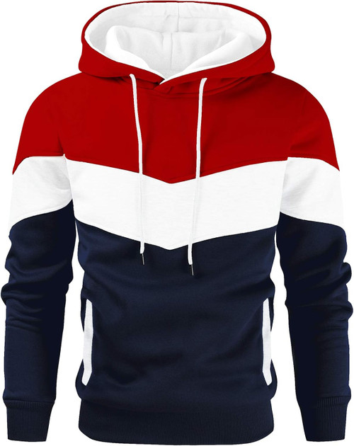 Gesean Men's Novelty Color Block Pullover Fleece Hoodie Long Sleeve Casual Sweatshirt with Pocket