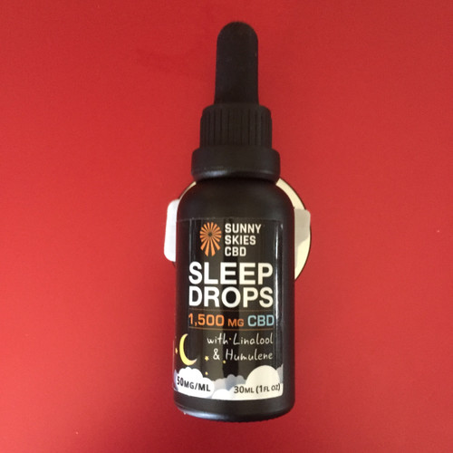 CBD Sleep Drops
1500mg CBD's
-CBD Sleep Drops are isolate tinctures. The only difference between Sunny SkiesCBD Sleep Drops and CBD Isolate Tinctures are the addition of the terpenes Linalool and Humulene.
–A CBD tincture is our preferred method for taking CBD for the majority of use conditions due to its relatively high bioavailability when compared to ingestible products like edibles, capsules and beverages.